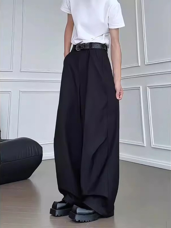 cleanfit黑色解构设计感休闲裤男款春美式高街弯刀裤子阔腿工装裤|undefined