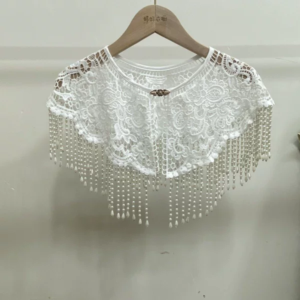 Cheongsam shawl, cloud collar, new Chinese-style pearl tassel vest, Chinese-style Hanfu collar, retro lace accessory