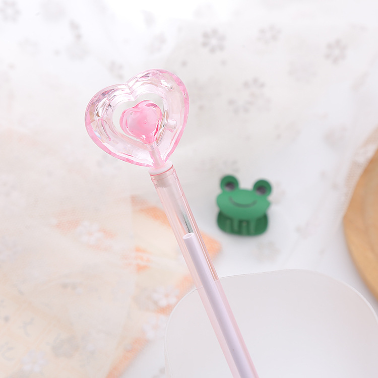 Creativo de cristal amor pluma neutral lindo papelería estudiantes pluma varita de hadas ins pluma de firma de oficina de alto valor