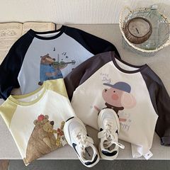 子供用Tシャツ バンチェン 2025年秋新作 漫画柄インナーシャツ 長袖 丸首 可愛いベビー服 トップス トレンド H0100