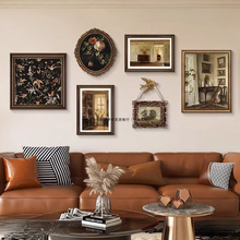 法式挂画美式复古装饰画客厅沙发背景墙中古小众艺术餐厅组合画式