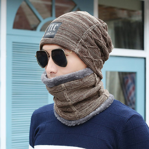 Men's winter hat Korean style knitted hat with added padding and thickness, winter and autumn head-covering hat, winter warm hat