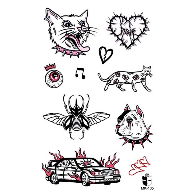 Animal blanco y negro desechable pegatinas de tatuaje belleza pegatinas de tatuaje moda estética patrón de personalidad dama pegatinas de tatuaje