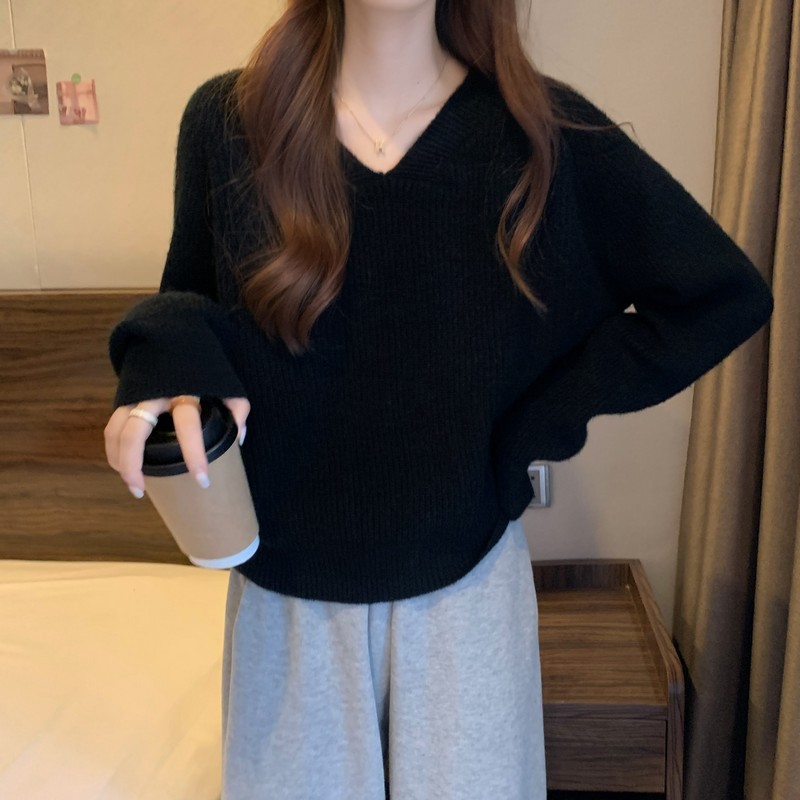 2023 primavera y otoño nuevo estilo coreano estilo suave suéter con cuello en V suave glutinoso suelto todo partido manga larga ropa de abrigo suéter de mujer image 10
