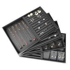 黒puアクセサリートレイ卸売り収納イヤリング指輪ネックレスペンダントジュエリー玉器カウンター展示棚トレイ