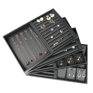 Black pu jewelry tray wholesale storage earrings ring necklace pendant jewelry jade counter display tray