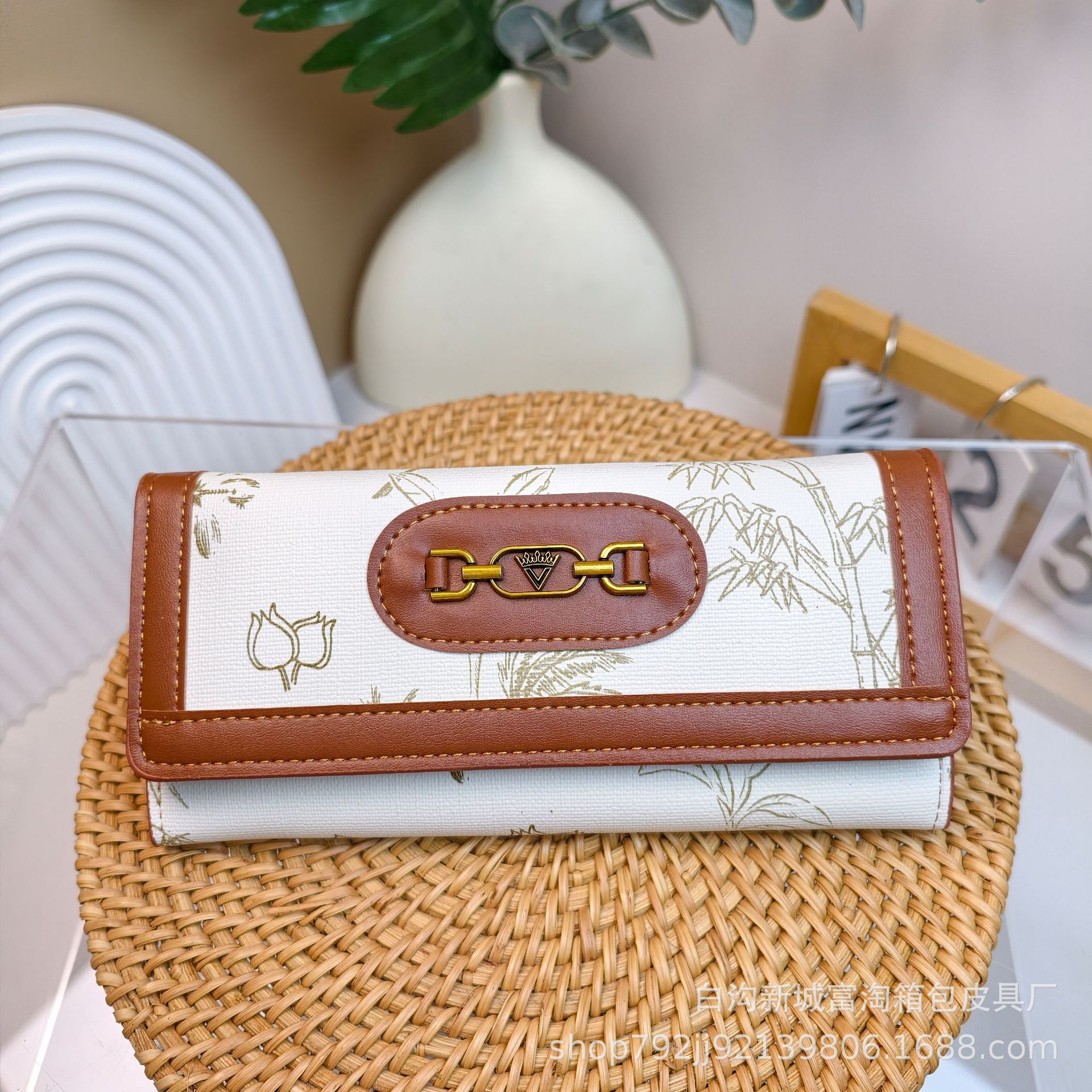 Cartera larga de dama en stock, botón exquisito, cartera de cambio de tarjeta múltiple, billete grande
