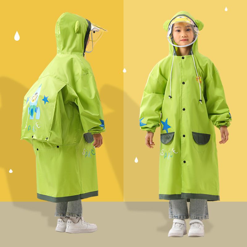 Children's Raincoat Boys and Girls Primary School Students Kindergarten Baby with School Bag School Suit Full Body Waterproof Poncho