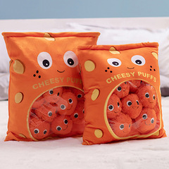 Cross-border best-selling bag of puff pillows, soft cheese puff snacks, plush toys for girls, dolls with ringing paper