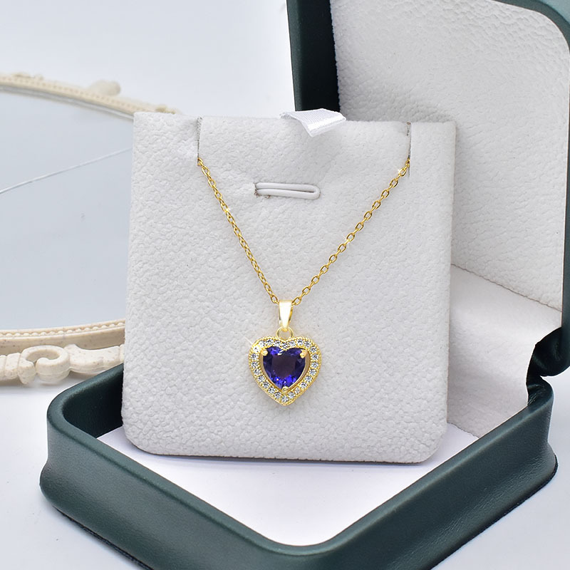 New Style Heart-Shaped Necklace for Women, High-End Trendy Versatile Micro-Inlaid Exquisite Zircon Pendant, Wholesale Heart-Shaped Jewelry for Live Streaming