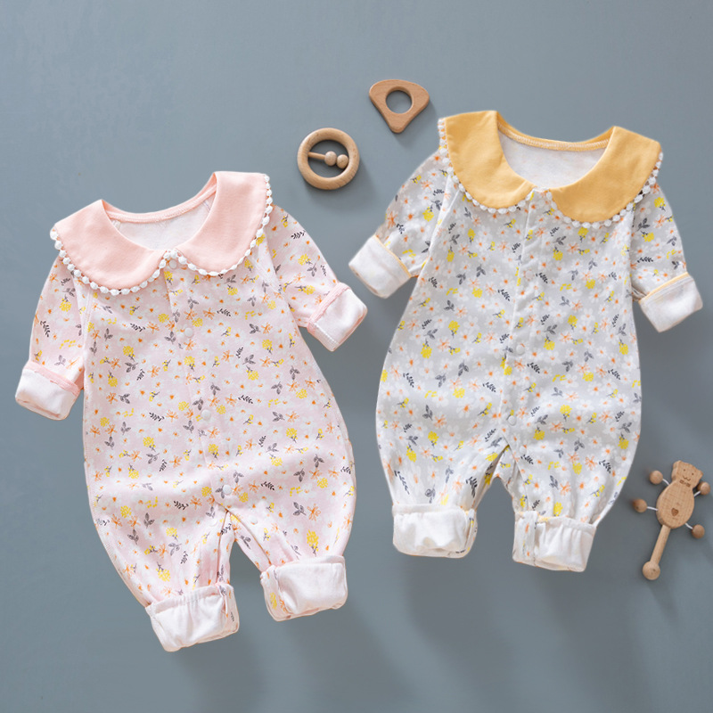 Estilo Occidental recién nacido ropa de bebé Primavera de manga larga mameluco Delgado princesa bebé niña mono primavera y otoño mameluco