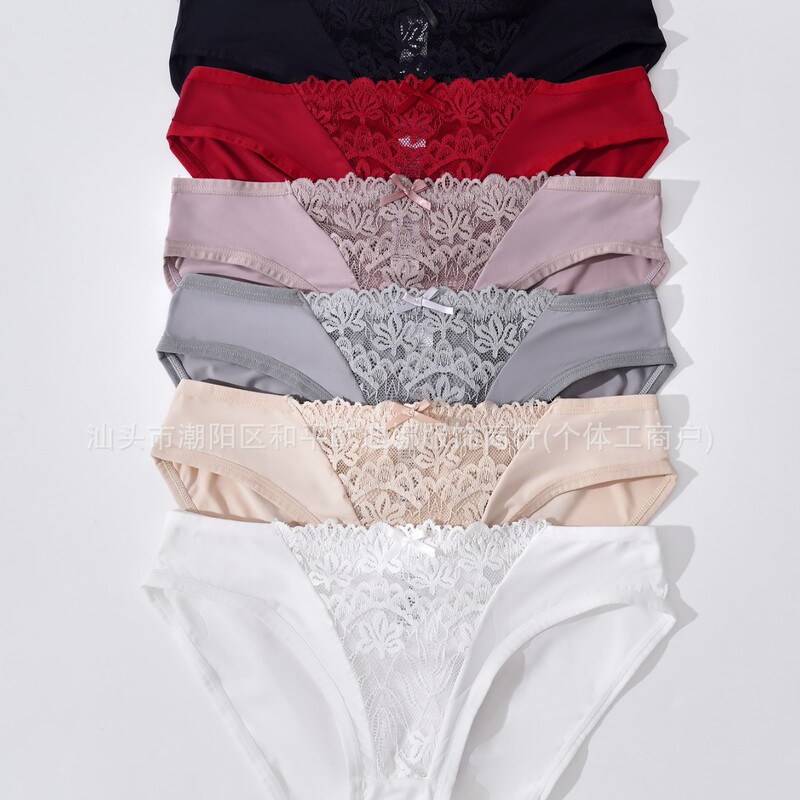 Cross-Border Temu Amazon Plus-Size Women's Comfortable Butt-Lifting Lace Briefs Pure Cotton Crotch Breathable Panties