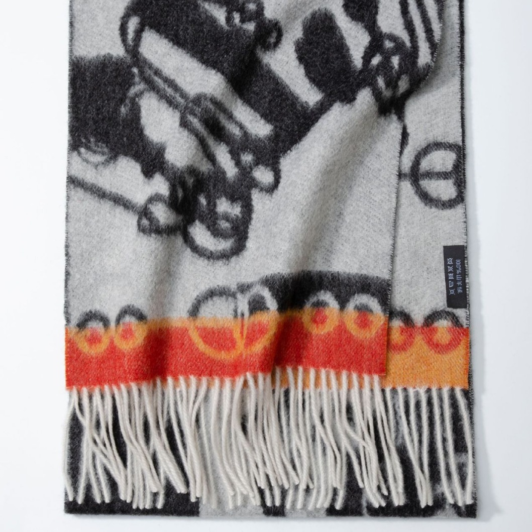 Bufanda de cachemira pura al por mayor directamente de fábrica de Mongolia Interior, modelo nuevo 2024, con diseño jacquard de ondas de agua para otoño e invierno, estilo grueso para mujer.