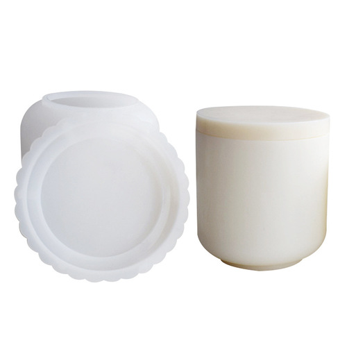 Round covered storage box silicone mold diy crystal drop glue pen holder plaster mirror resin candle cup grinding tool