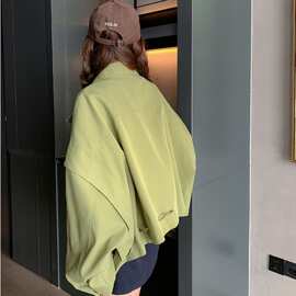 WZXSK绿色工装夹克外套女短款2026秋装新款韩版洋气炸街小个子盐