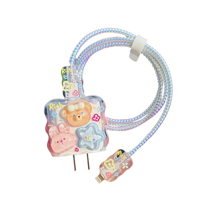 Aplicable a Apple 15 cargador iPhone 14 Pro 20W cable de datos pinzador de cable de enrollamiento a prueba de rotura
