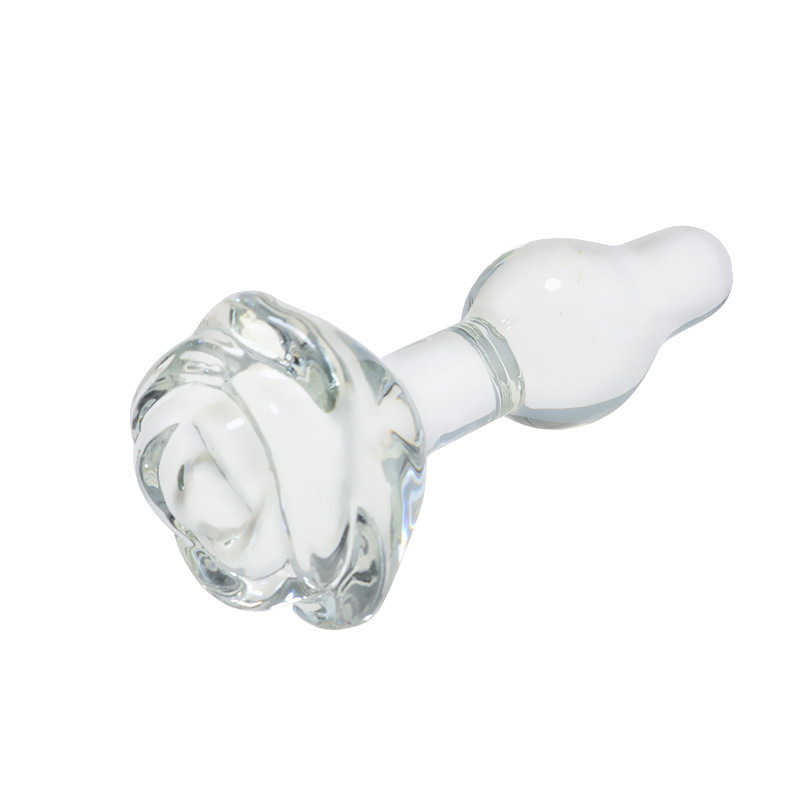 Small Pink Crystal Rose Glass Anal Plug, Transparent Borosilicate-Style Massage Toy — detail image 2