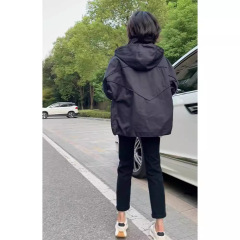 24888小香風工装コート女性春小衆黒連帽突撃服アメリカ風街頭野球服