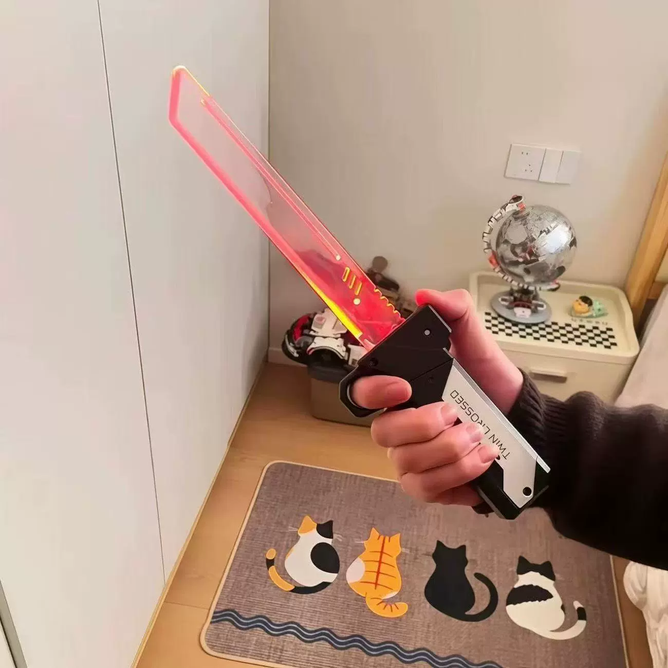 Lightsaber, telescopic rotating neon toy with laser for boys, internet celebrity, Birthday gift
