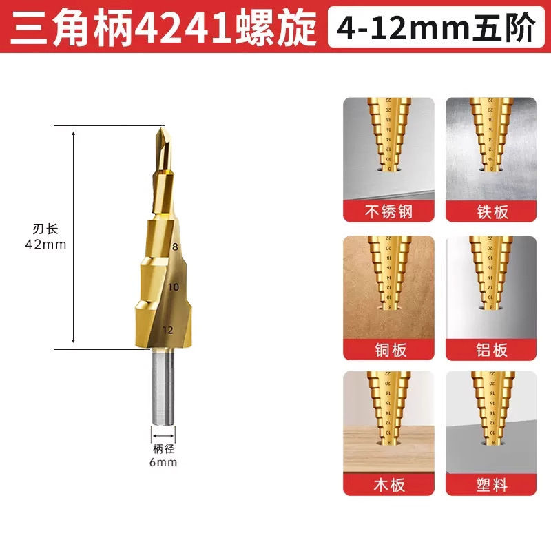 德力西电气宝塔钻头高硬度开孔扩孔器不锈钢金属专用阶梯打孔钻头|undefined