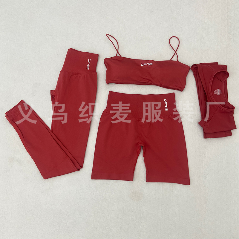 跨境DFTNE新款瑜伽套装健身短裤提臀长裤运动吊带文胸披肩长袖女|undefined