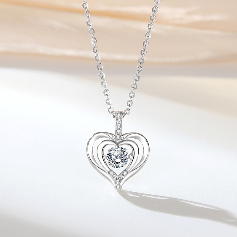 Collar de plata de pie Collar inteligente de amor de otoño e invierno femenino Día de San Valentín Versión coreana Collar de plata 999 Regalo de Navidad de estilo caliente femenino