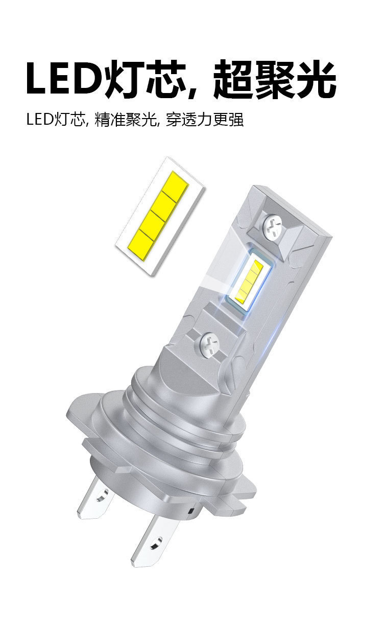 Cross-Border New Car Led Direct Plug-In H7 1:1 Plug-And-Play Car Led Headlight Mini Ultra-Bright Bulb