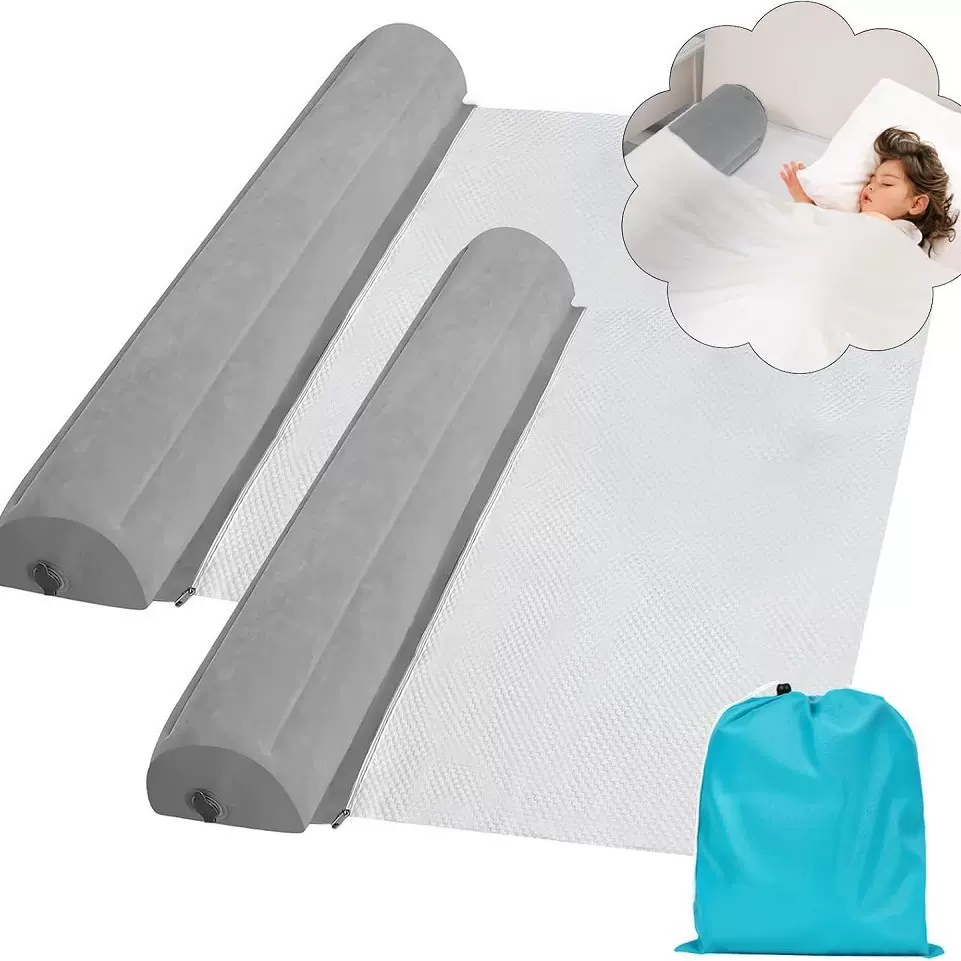 幼儿充气床护栏 2 件装 – 便携式旅行床护栏 适合儿童使用,双人