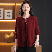 秋冬洋气宽松百搭毛衫女士短款衣服圆领绣花慵懒休闲针织上衣厚