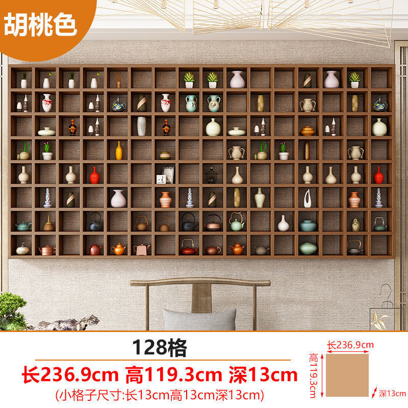 实木壁挂格子架博古置物架收纳架茶壶展示架书架货架饰品架茶杯架|undefined