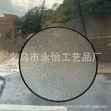 跨境手绘玻璃装饰挂件空白圆形方形玻璃手工DIY玻璃画颜料装饰品
