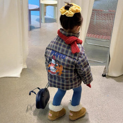 儿童面包服25冬季新款卡通加厚棉衣中小童格子保暖百搭羽绒棉外套