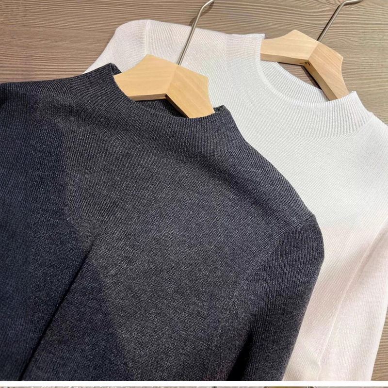 German Yangtze Yarn Half-High Collar Seamless Slim-Fit Slimming Imitation Wool Thin Sweater Knit Base Shirt