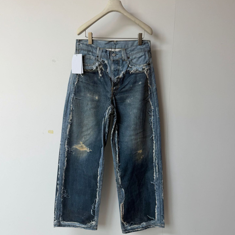 Ac Top-Level Visual Splicing 3D Stereo Printed 1981 Classic Style Wide-Leg Jeans