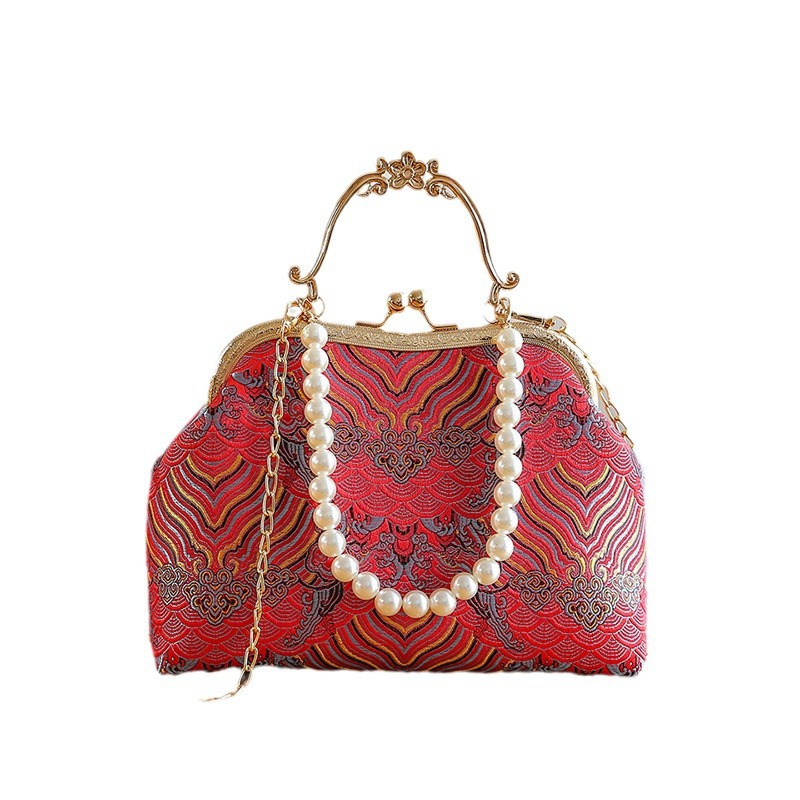 Grouss Kapazitéit Spitzeklammer Damentasch Handtasch Schëllertasch Cheongsam Tasch High-End Kaddo Antik Tasch Perl Handtasch_voghion.com