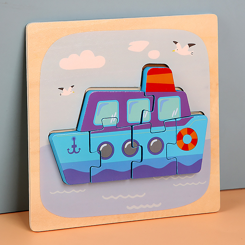 Juguetes de rompecabezas tridimensionales 3D para niños, educación temprana, rompecabezas, bloques de construcción para bebés de 1-3-6 años, juguetes de madera, puestos callejeros