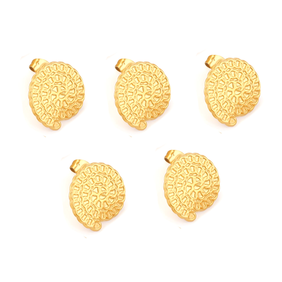 Acero inoxidable trenzado roscado pendientes accesorios de acero titanio pendientes DIY hecho a mano redondo con anillo chapado en oro pendientes Accesorios