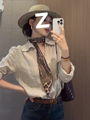 早秋季韩系老钱风极简长袖衬衫女2025新款轻熟衬衣设计感小众上衣