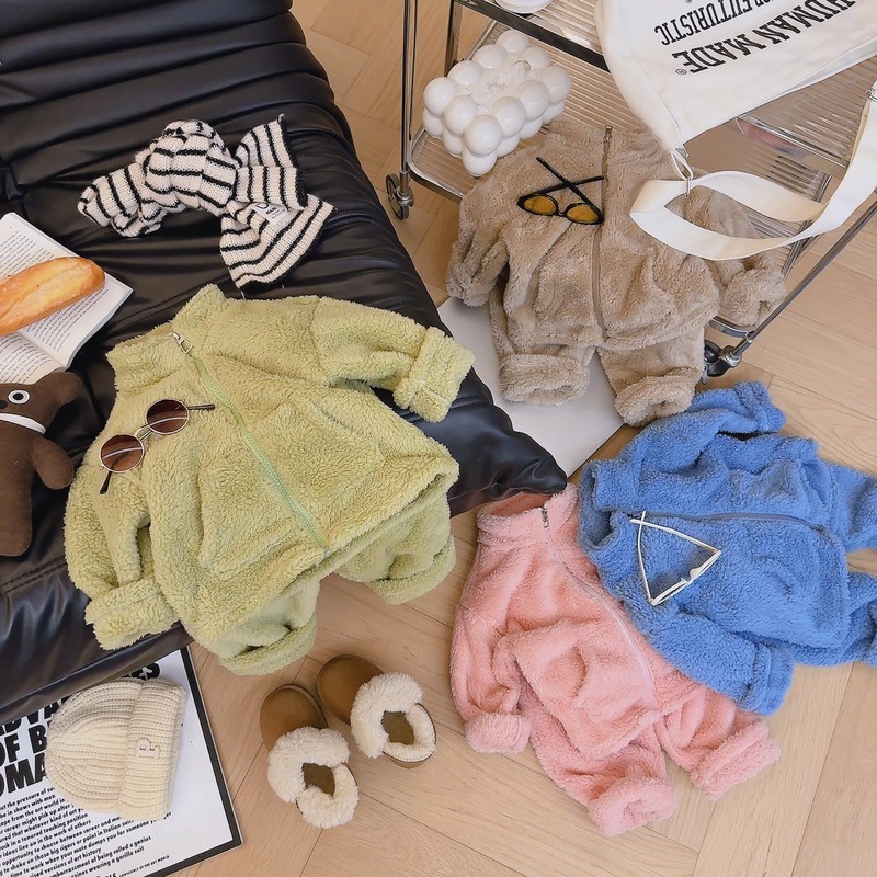 加厚加绒福利儿童保暖睡衣加绒家居服拉链套装秋冬季男女童套装|undefined