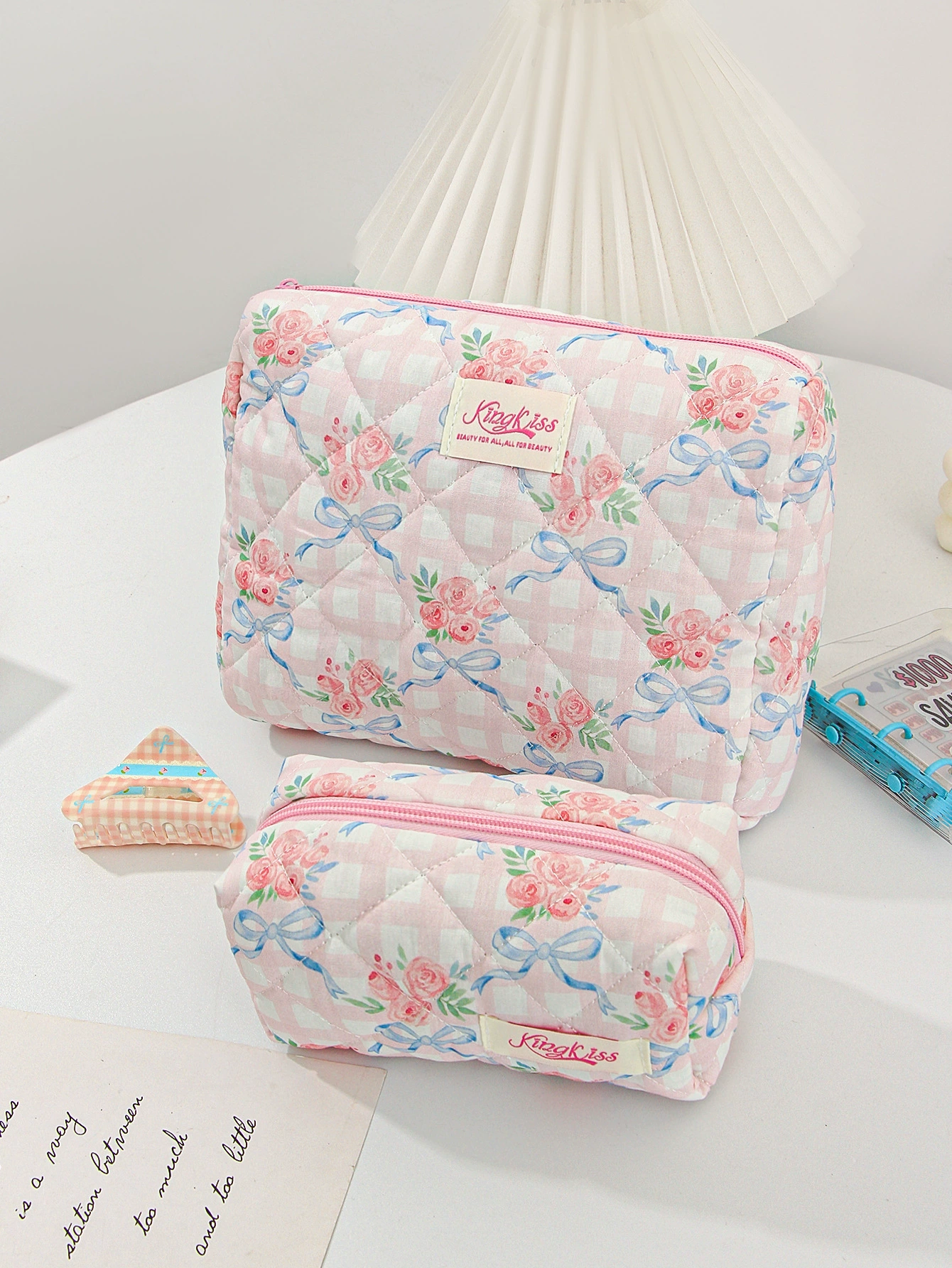 Синяя косметичка Bag с бантами, сумка для путешествий через плечо, ручная органайзер-сумка