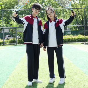 Spring and Autumn School Uniform Long-Sleeved Suit Junior High School and High School Student Three-Piece Blue and White Group Sports Summer Short-Sleeved Class Uniform