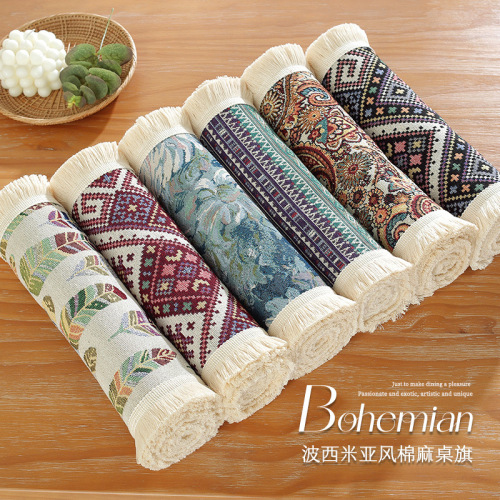 Household table decoration strip cloth Bohemian table flag tassel edge coffee table towel TV cabinet cover cloth wholesale dropshipping