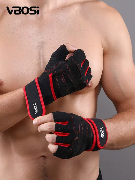 Half-Finger Gloves, Thickened Elastic Anti-Slip Palm Protectors, Fitness-Specific Equipment, Weightlifting Hand Protectors, Wrist Guards, Integrated Gloves Wholesale