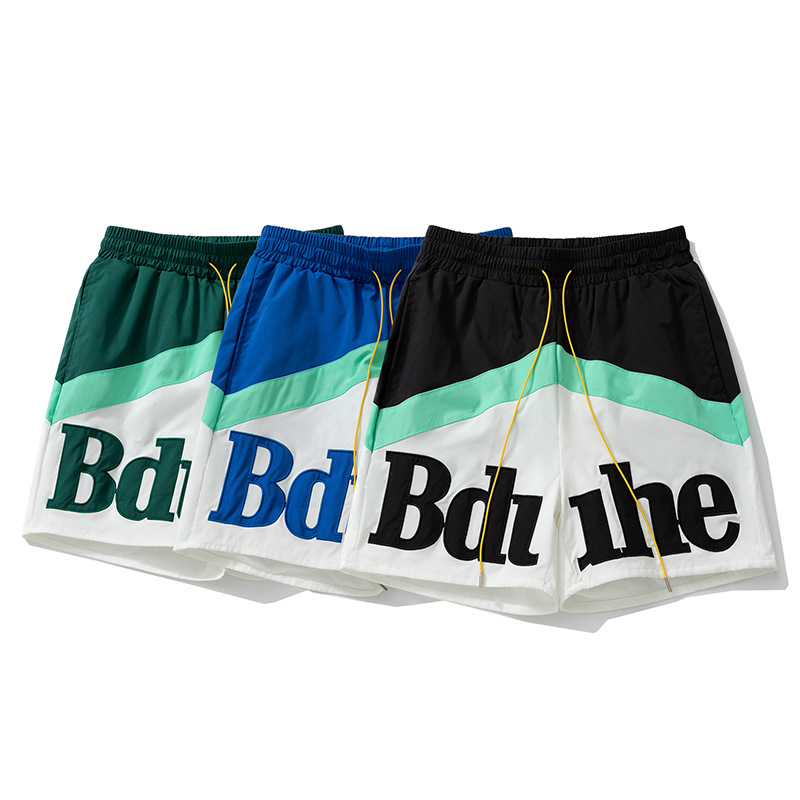 Summer men's and women's shorts, street style, patchwork embroidery, casual shorts, loose fit, breathable mesh basketball shorts, hip-hop basketball shorts.