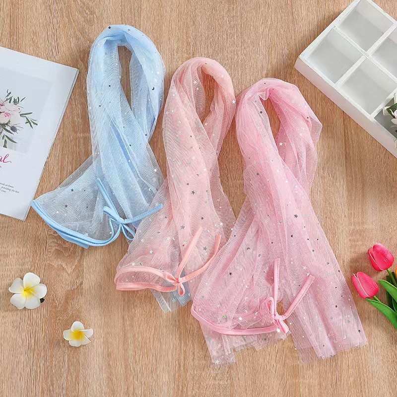 Capa de niña princesa Elsa accesorios congelados hadas temperamento fiesta rendimiento malla velo ESTILO OCCIDENTAL