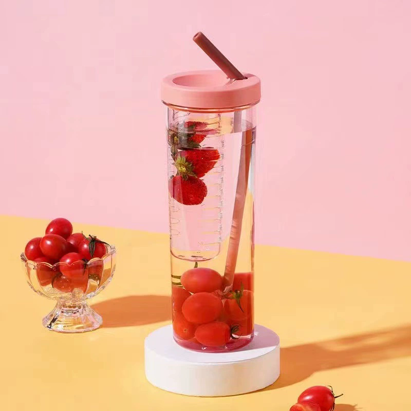 Filter Bottle 700 ml, shatterproof plastic with infuser straw, wet & dry separation