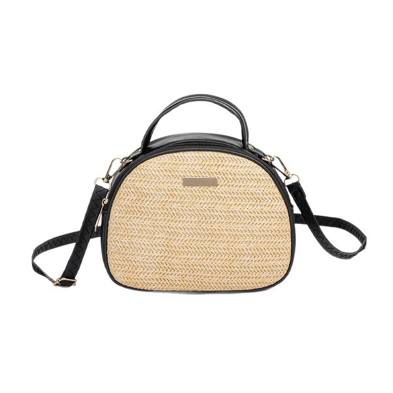 2025 bolsos de hombro de tejido semicircular bolsos de mujer frescos dulces bolsos de paja bolsos mochilas comercio exterior al por mayor