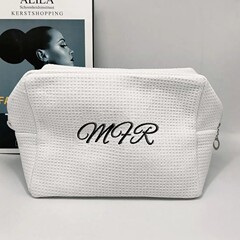 クロスボーダー刺繍可能な名前ワッフル化粧バッグ大容量携帯収納バッグシンプル洗面バッグ女性手持ちバッグ
