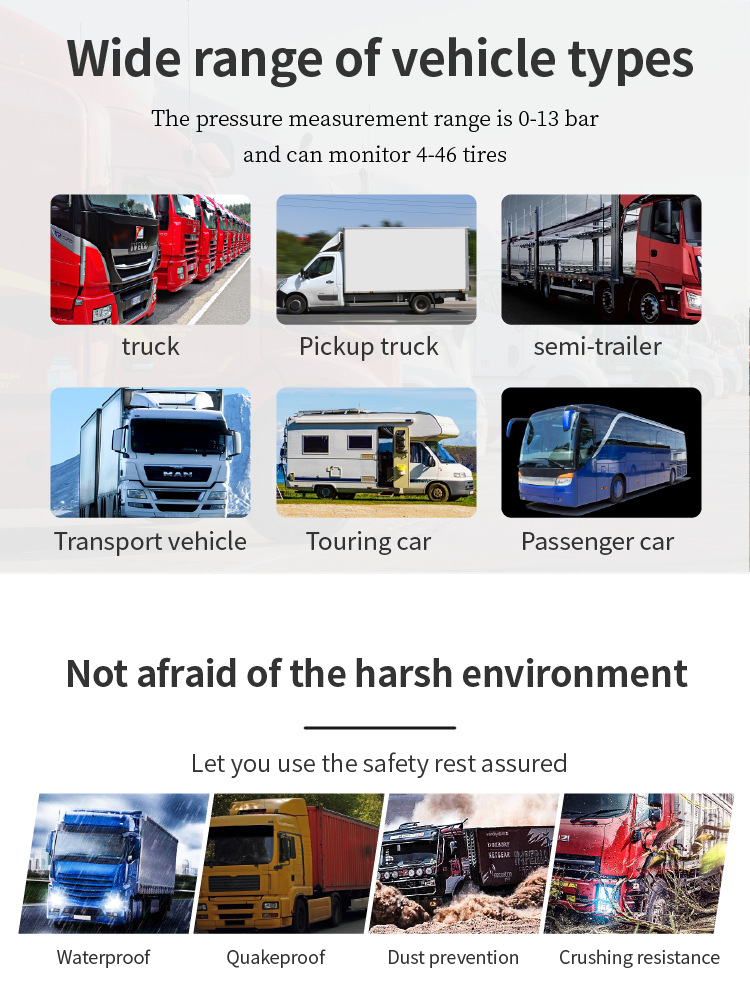 Truck and Mining Vehicle Tire Pressure Monitoring Instrument Tpms Universal Built-In and External Pressure Sensor Tire Pressure Detection System
