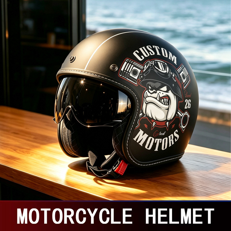 Wholesale In-Stock Vintage Three-Quarter Helmets with Lenses, 3C Certified Motorcycle and Electric Vehicle Helmets, Dropshipping Available
